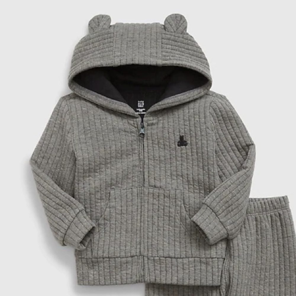 Baby Gap boys quilted Hoodie with Bear Ears Size 6-9M